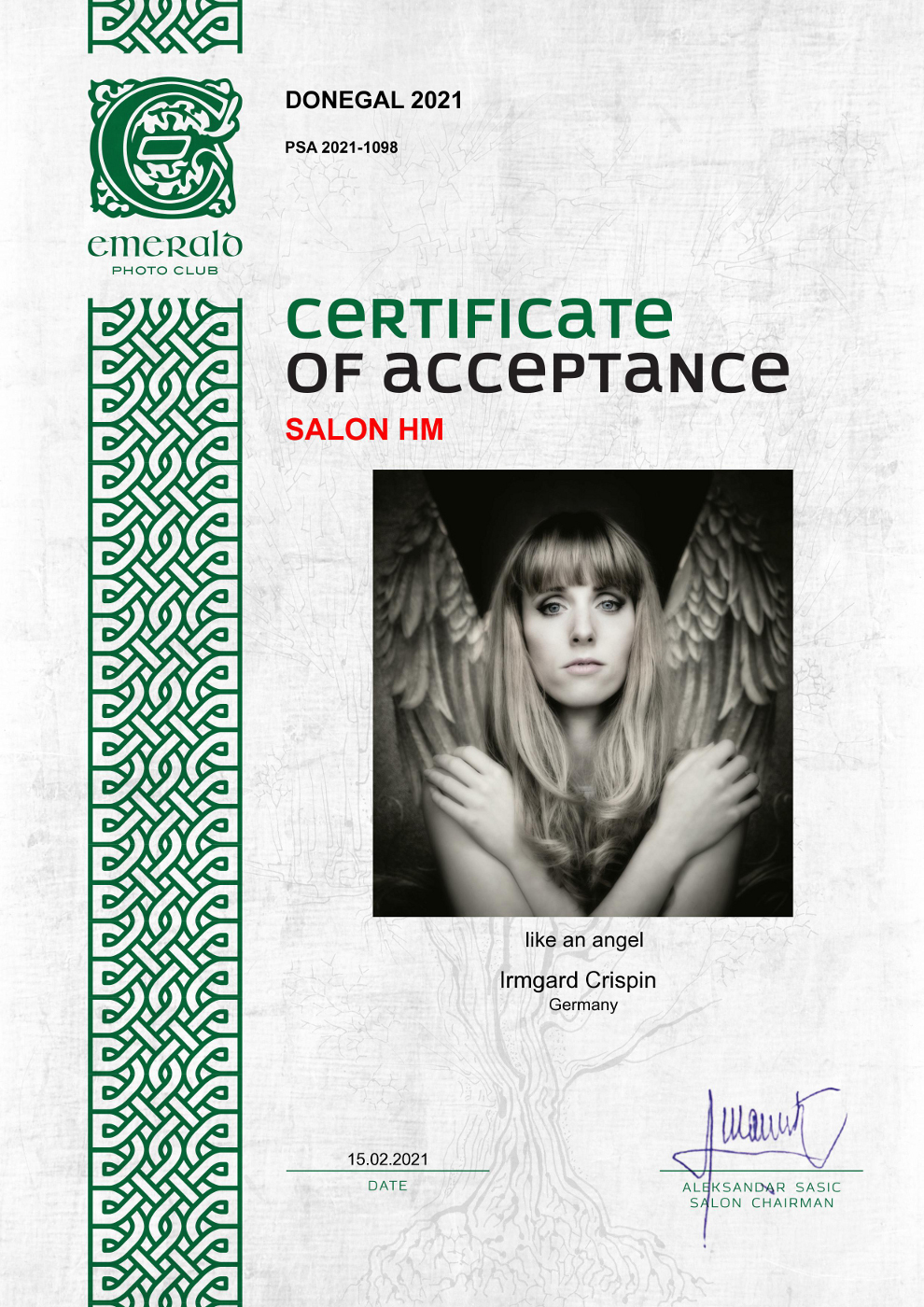 Donegal 2021 - Certificate of  Accepttance